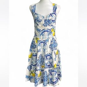 Luisa Positano linen Italian summer dress lemon print